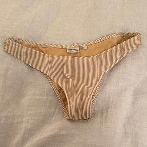 Rhythm Tan and White Striped Bikini Bottom